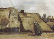 Vincent Van Gogh Cottage with Woman Digging (nn04) Spain oil painting artist